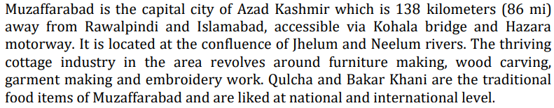 Muzaffarabad Geography